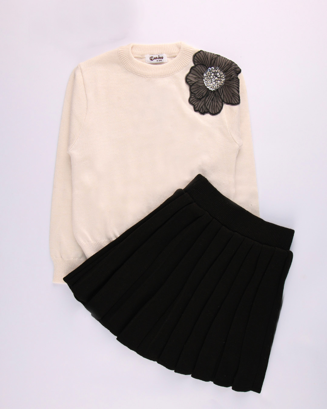 ENS F 2P LAINE PULL FLEUR JUPE PLISSE 26CAIENSF23 T4/12A