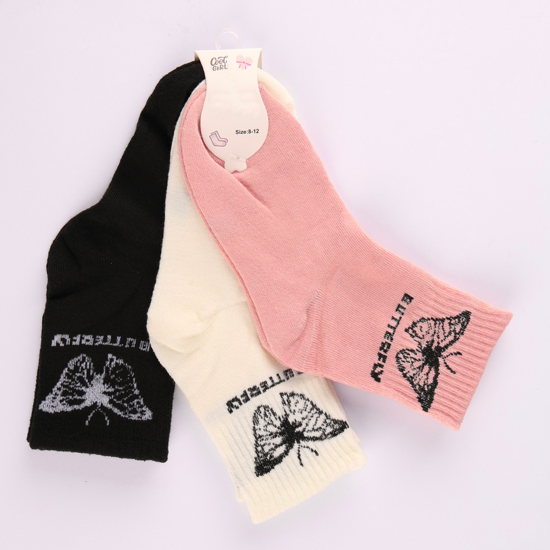 CHAUSSETTE F LOT DE 3 BEAR-BUTTERFLY