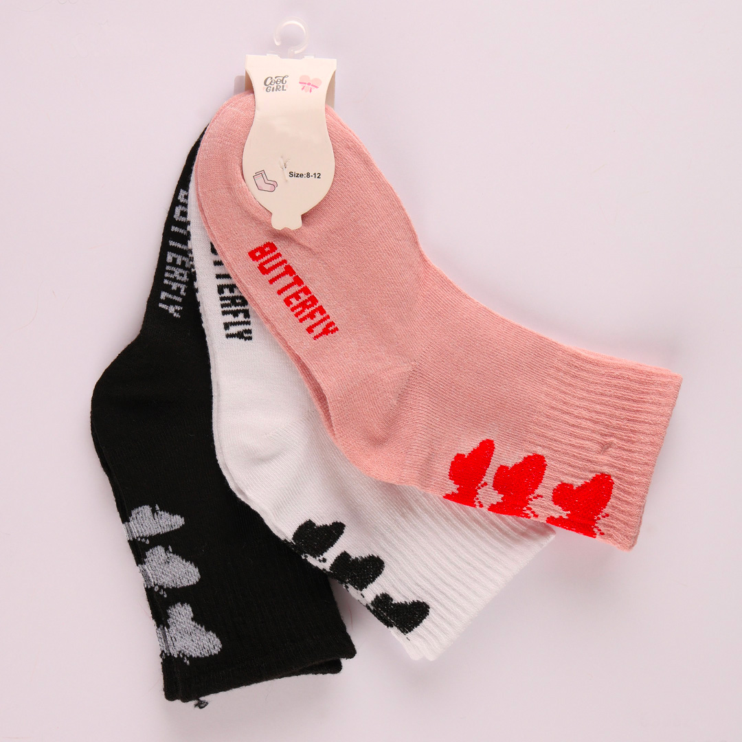 CHAUSSETTE F LOT DE 3 BEAR-BUTTERFLY