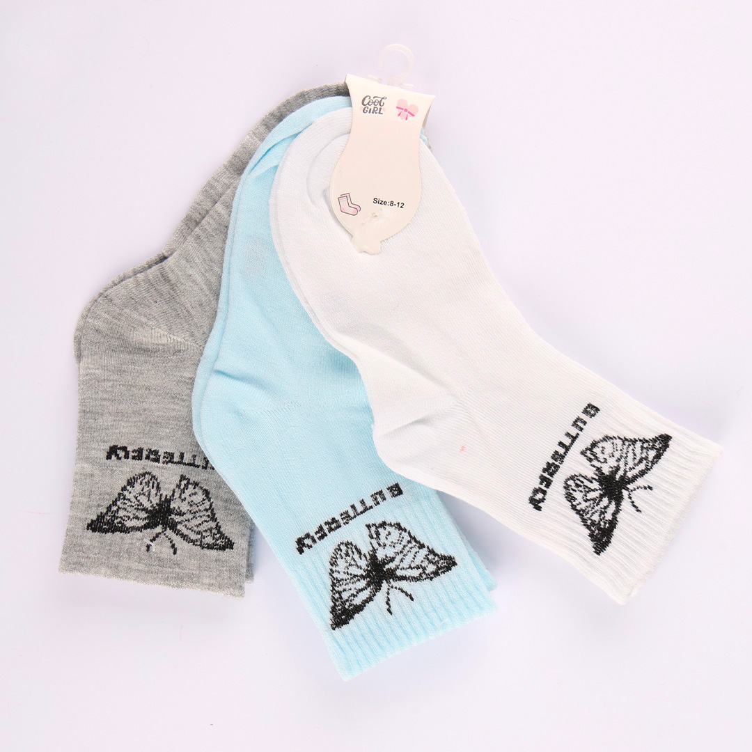 CHAUSSETTE F LOT DE 3 BEAR-BUTTERFLY