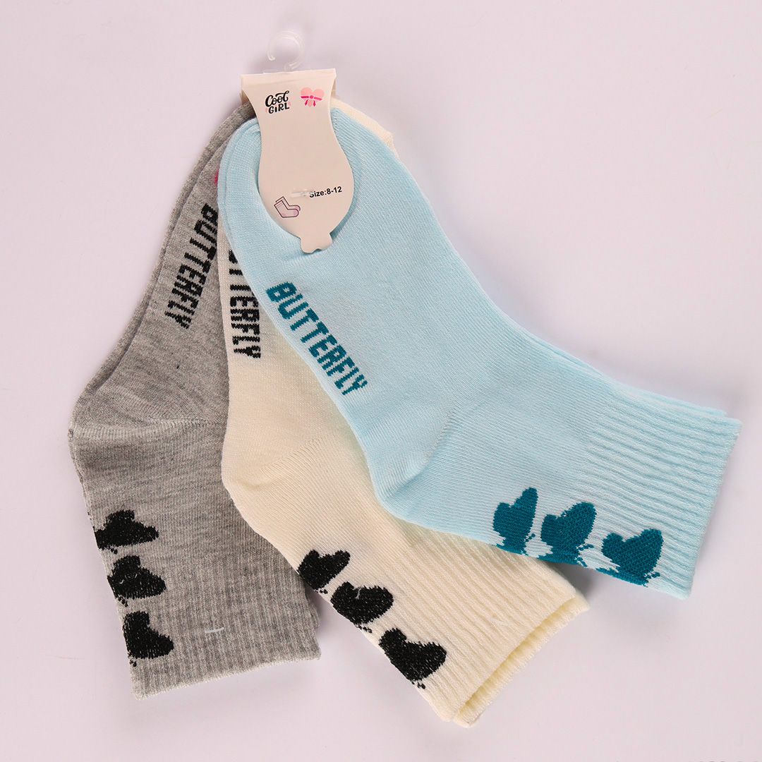 CHAUSSETTE F LOT DE 3 BEAR-BUTTERFLY